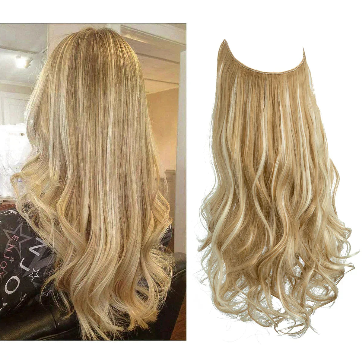 Echthaar Extensions met Natuurlijke Golvende Volume Blond 35-45cm