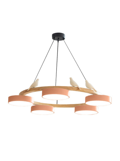 Decoratieve Vogelkroonluchter met Gekleurde Cirkels voor Eetkamer en Woonkamer