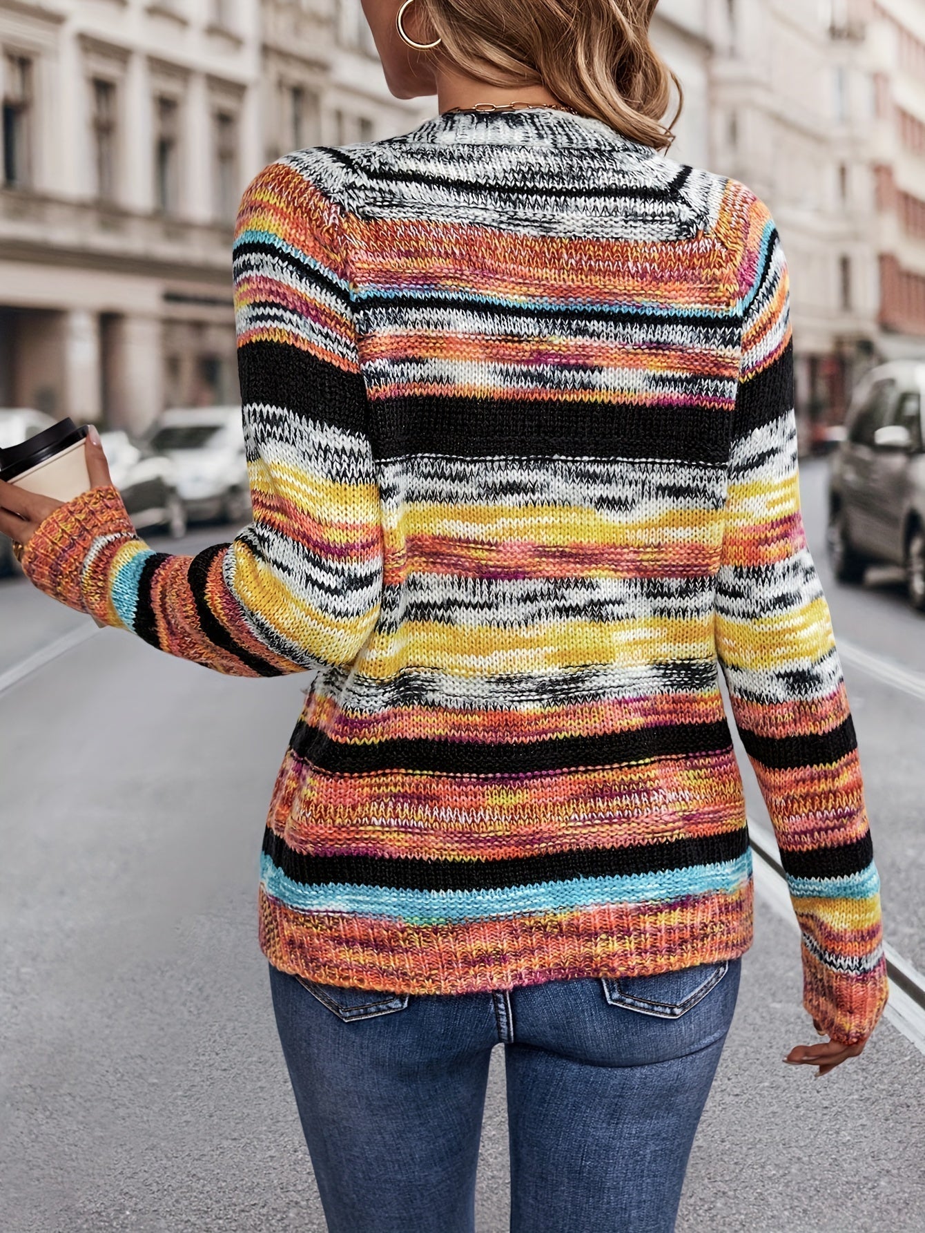 Gebreide Cardigan Meerkleurig Zacht Acryl