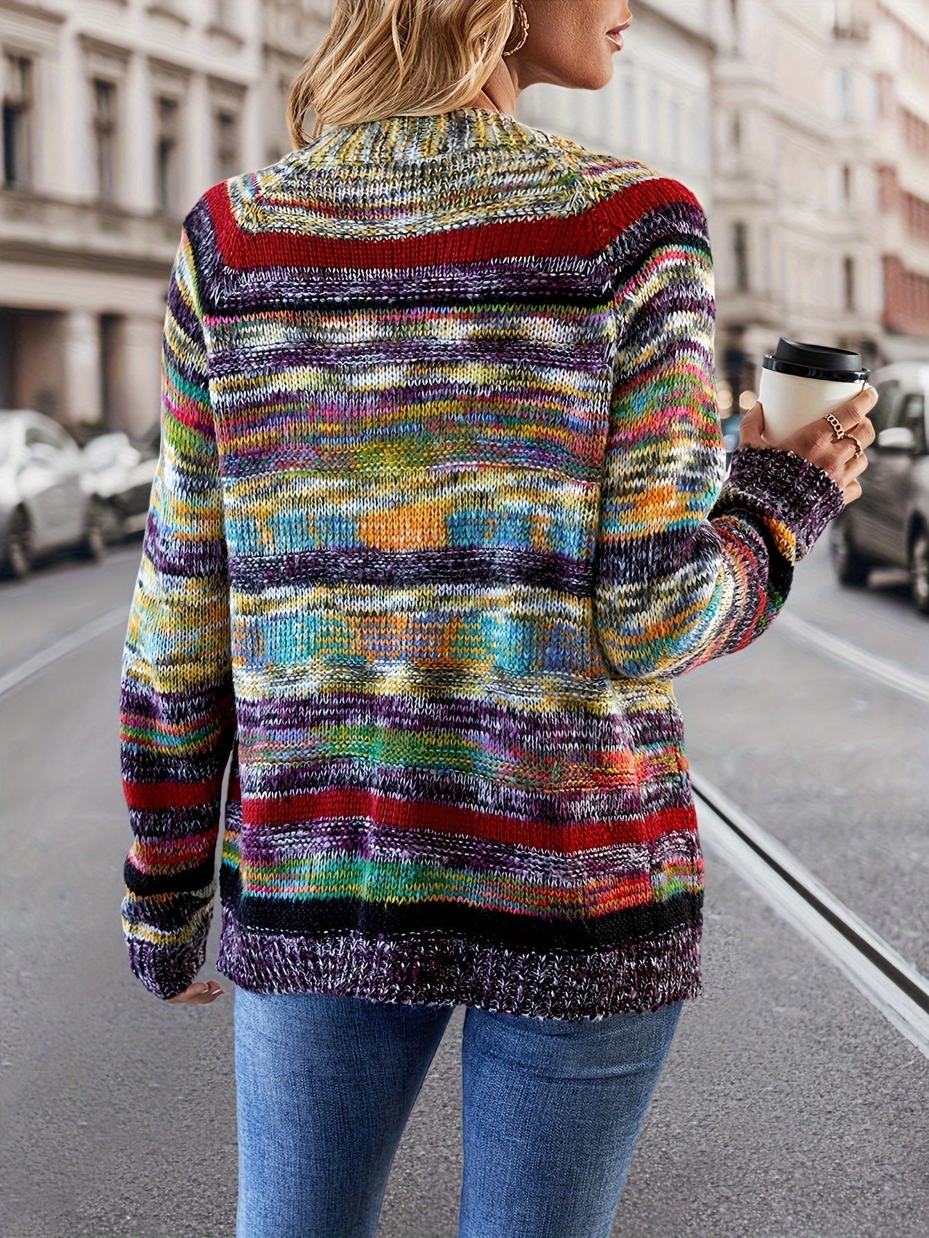 Gebreide Cardigan Meerkleurig Zacht Acryl