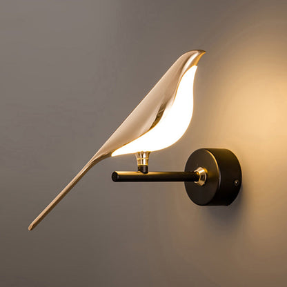 Wandlamp Vogel Goud Zwart Metaal LED Warm Wit Slaapkamer Hal Decoratief