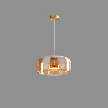 Hanglamp Geblazen Glas Amber Goud Rond Verstelbaar Eettafel Woonkamer Modern