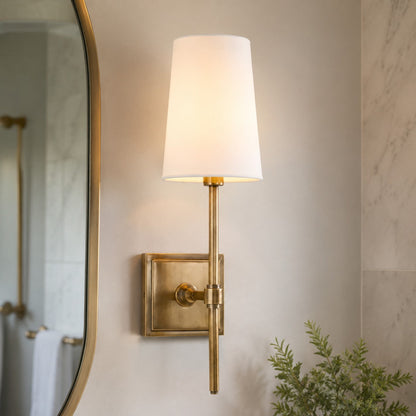 Wandlamp met linnen kap - retro metalen wandverlichting voor slaapkamer en gang