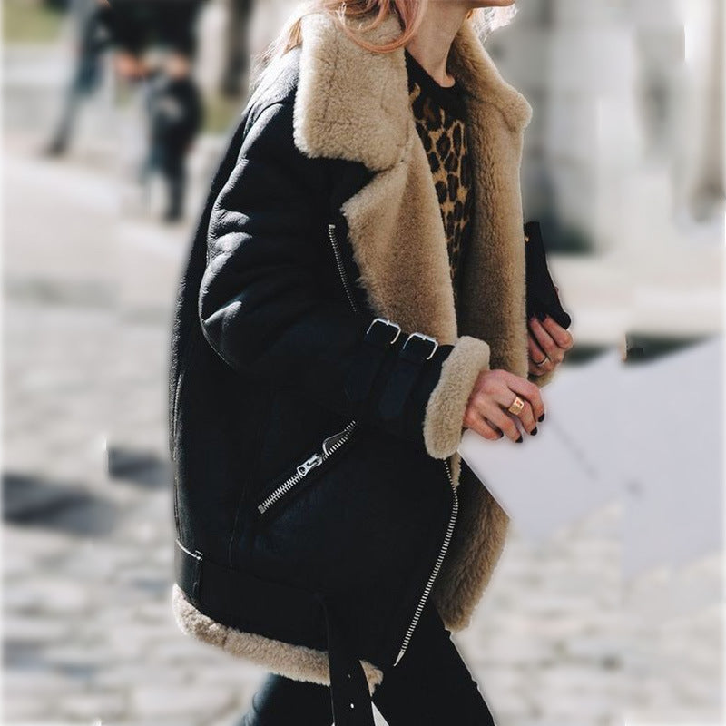 Dames Winterjas Aviator Stijl met Imitatiebont en Zachte Voering