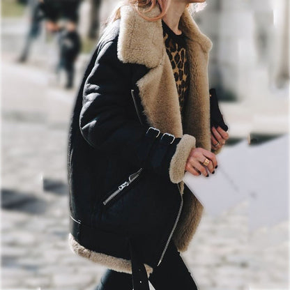 Dames Winterjas Aviator Stijl met Imitatiebont en Zachte Voering