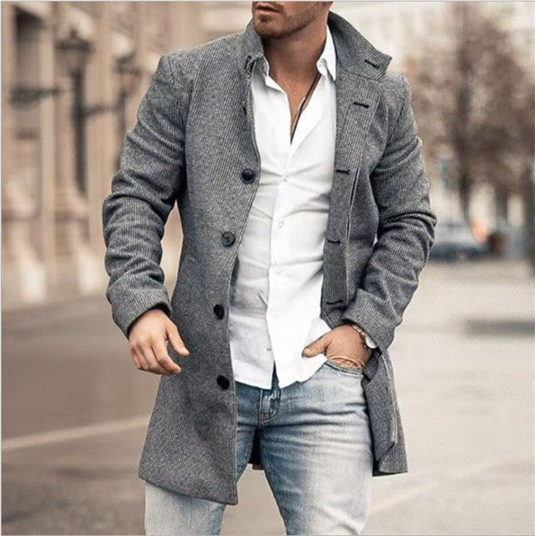 Heren Lange Mantel Wolmix - Slim Fit Jas voor Dagelijkse Stijl - StudioMarella