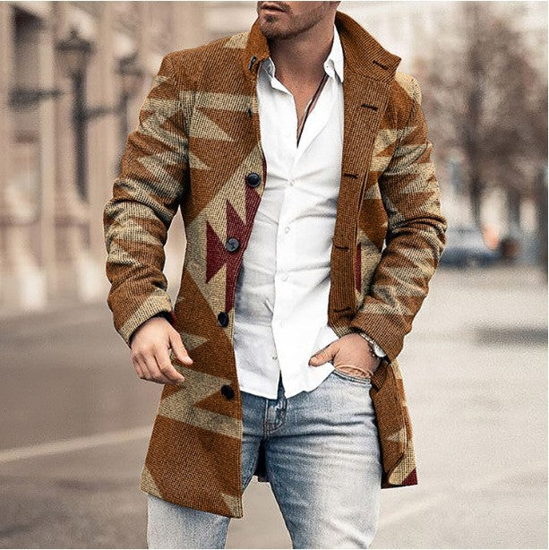 Heren Lange Mantel Wolmix - Slim Fit Jas voor Dagelijkse Stijl
