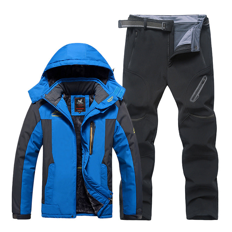 Heren Waterdichte Skiset – Gevoerde Jas en Broek voor Sneeuw en IJs