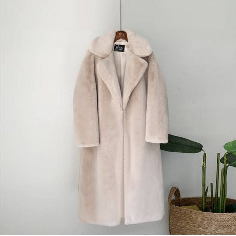 Dames Pluchen Jas Lang Warm en Stijlvol voor Winter