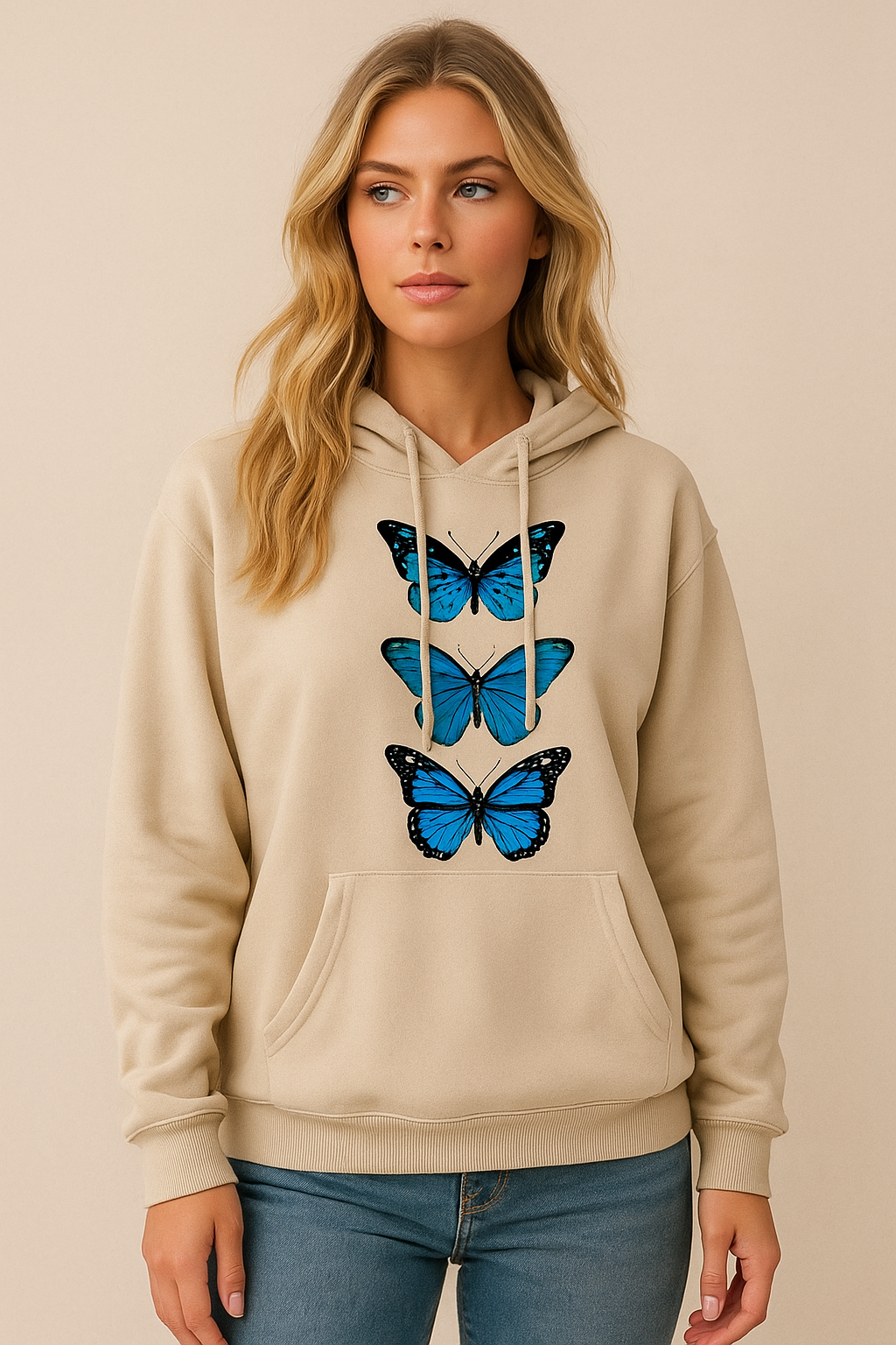 Dames Hoodie Vlinder Print Zacht en Comfortabel