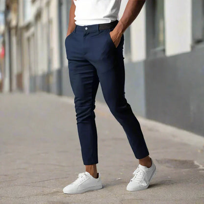 Mannen Broek Slim Fit Stretch Stijlvol Zwart