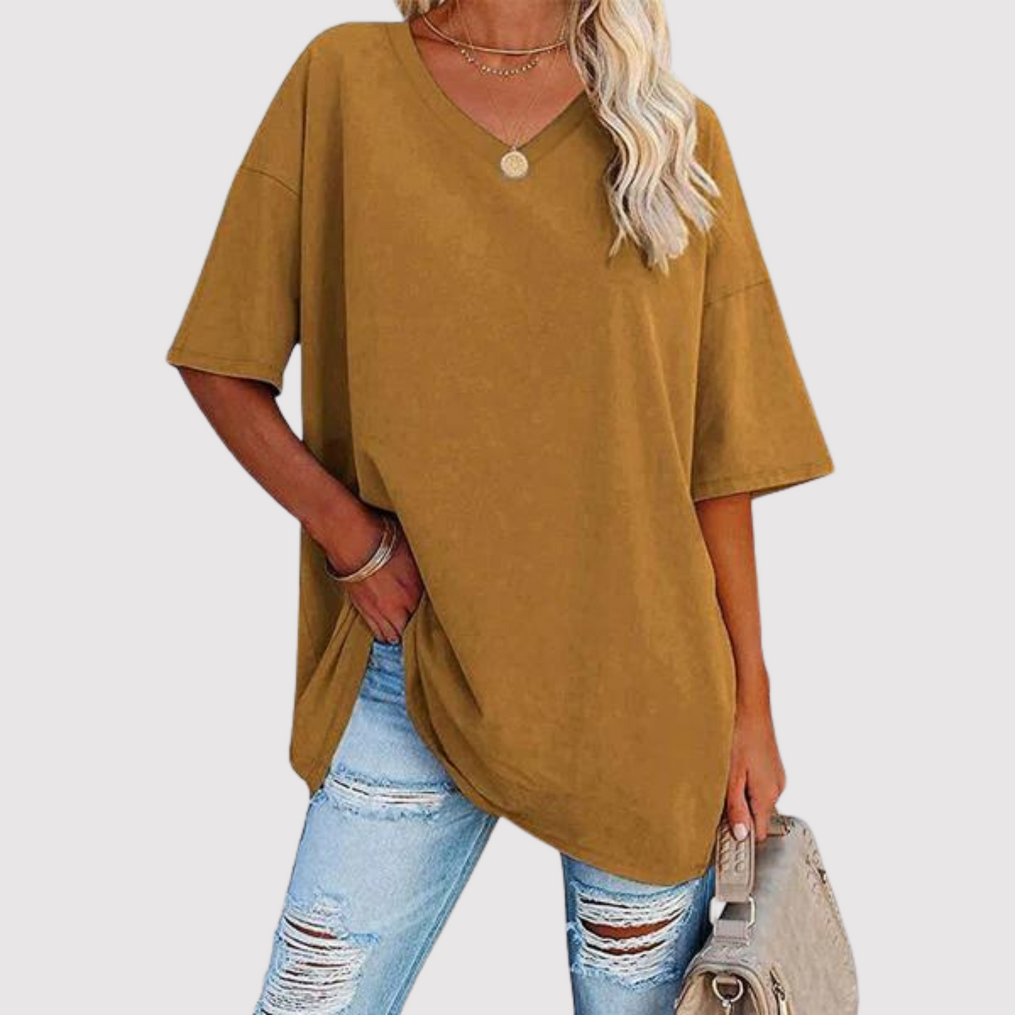Dames T-shirt V-hals Zomerse Korte Mouw Comfortabele Stof