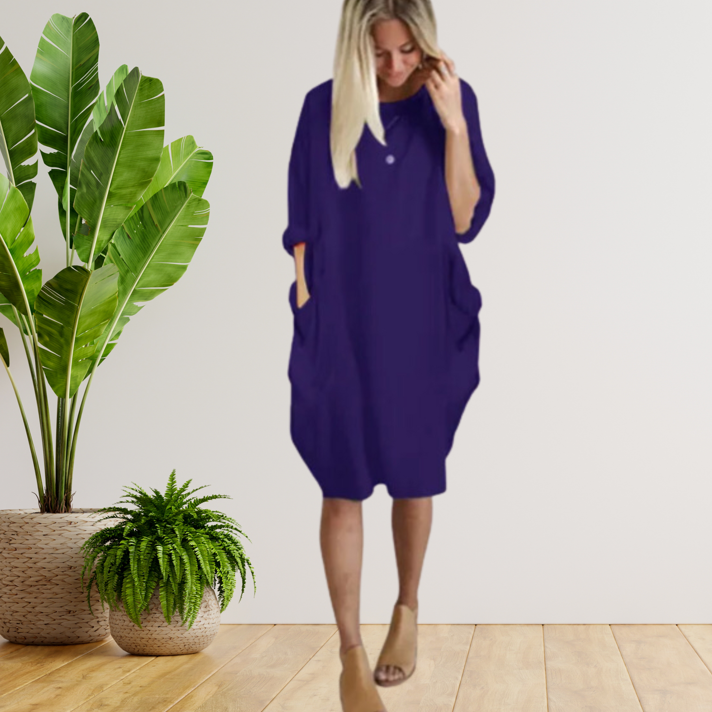 Lange Mouwen Zomerjurk voor Vrouwen Losse Zakjurk