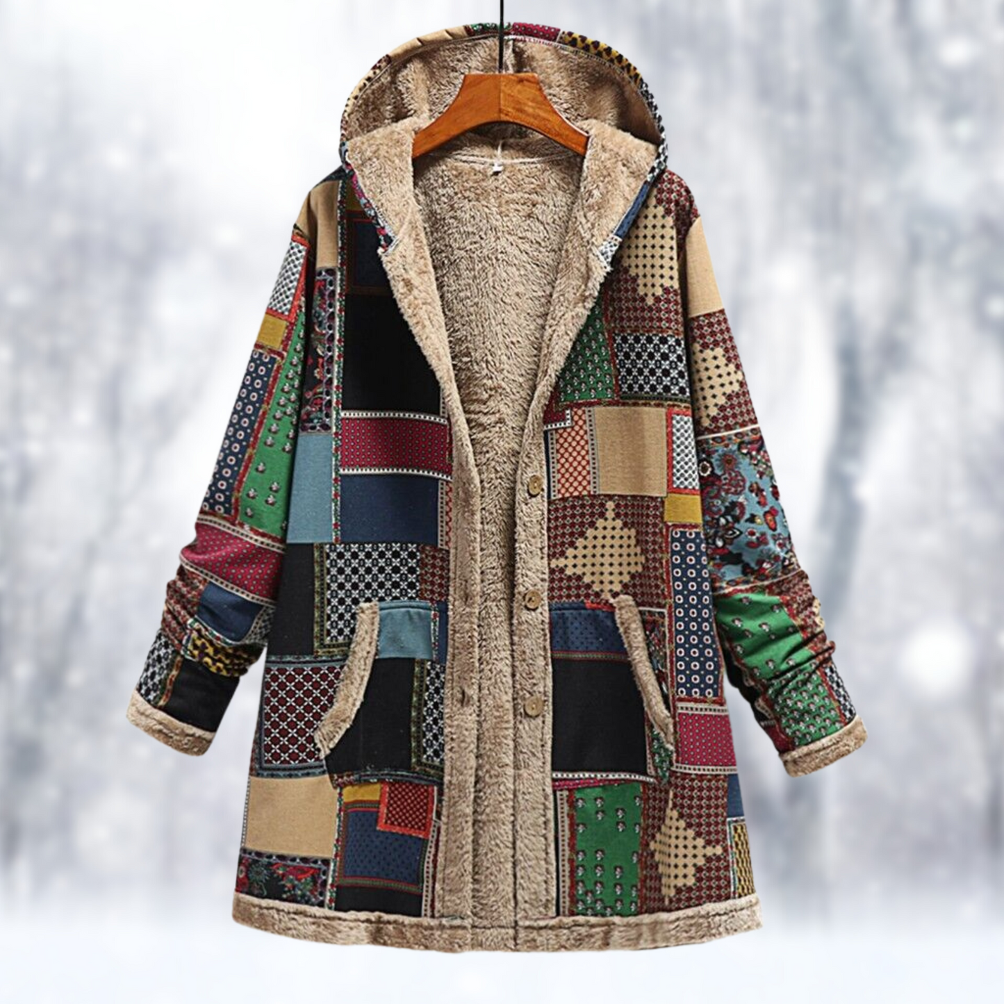 Dames Fleece Jas Warm met Capuchon Lange Mouw