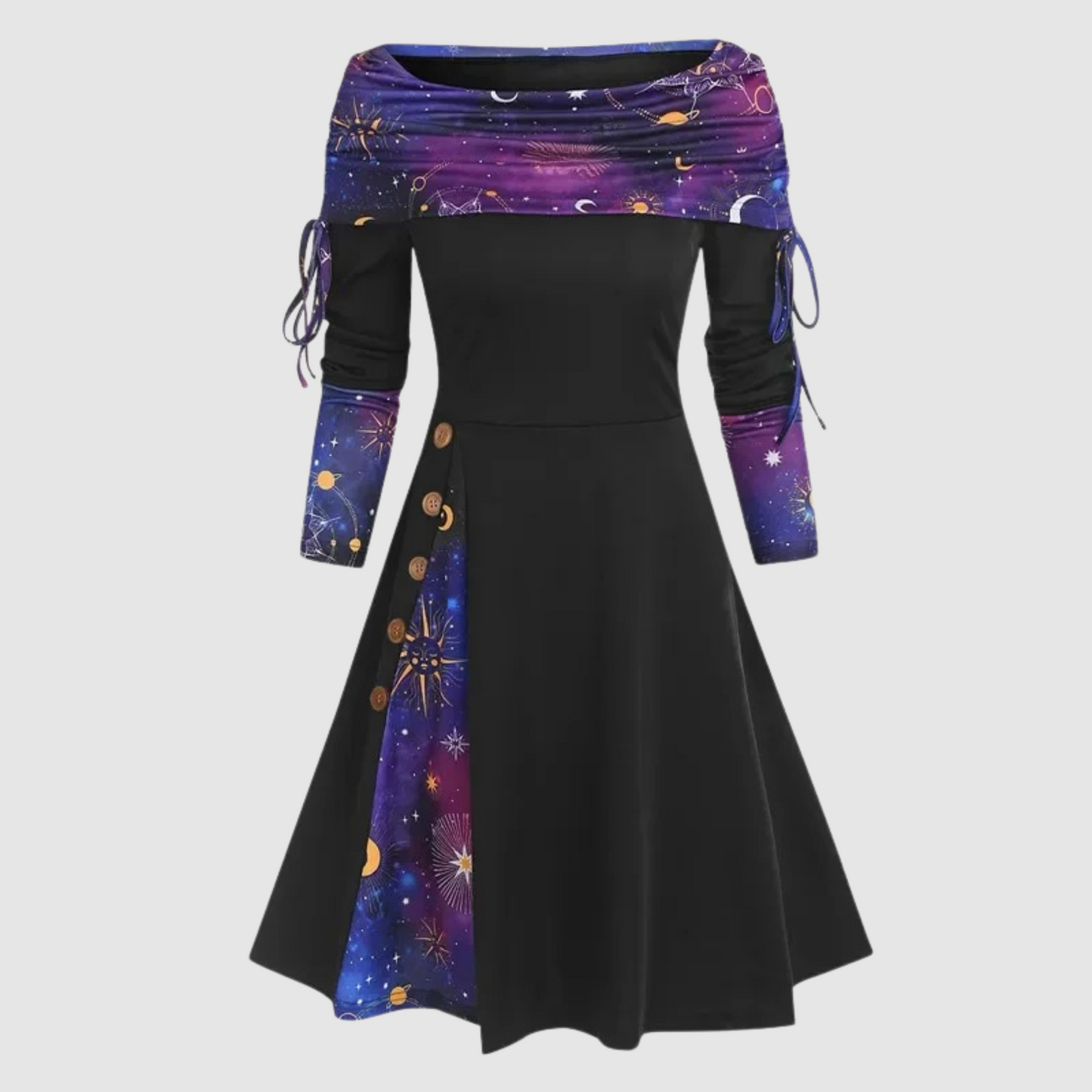 Vrouwelijke Off-Shoulder Jurk Lange Mouwen Wintercollectie