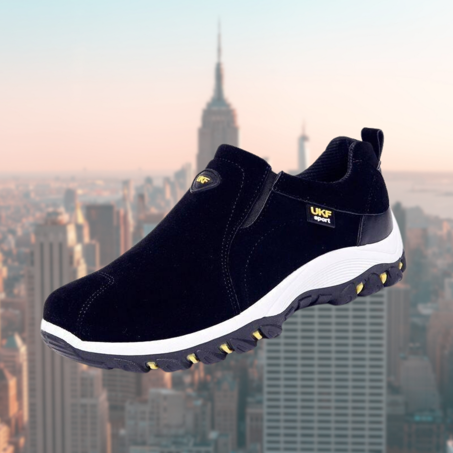 Herenschoenen Slip-On Sneakers Comfortabel Leer Zwart