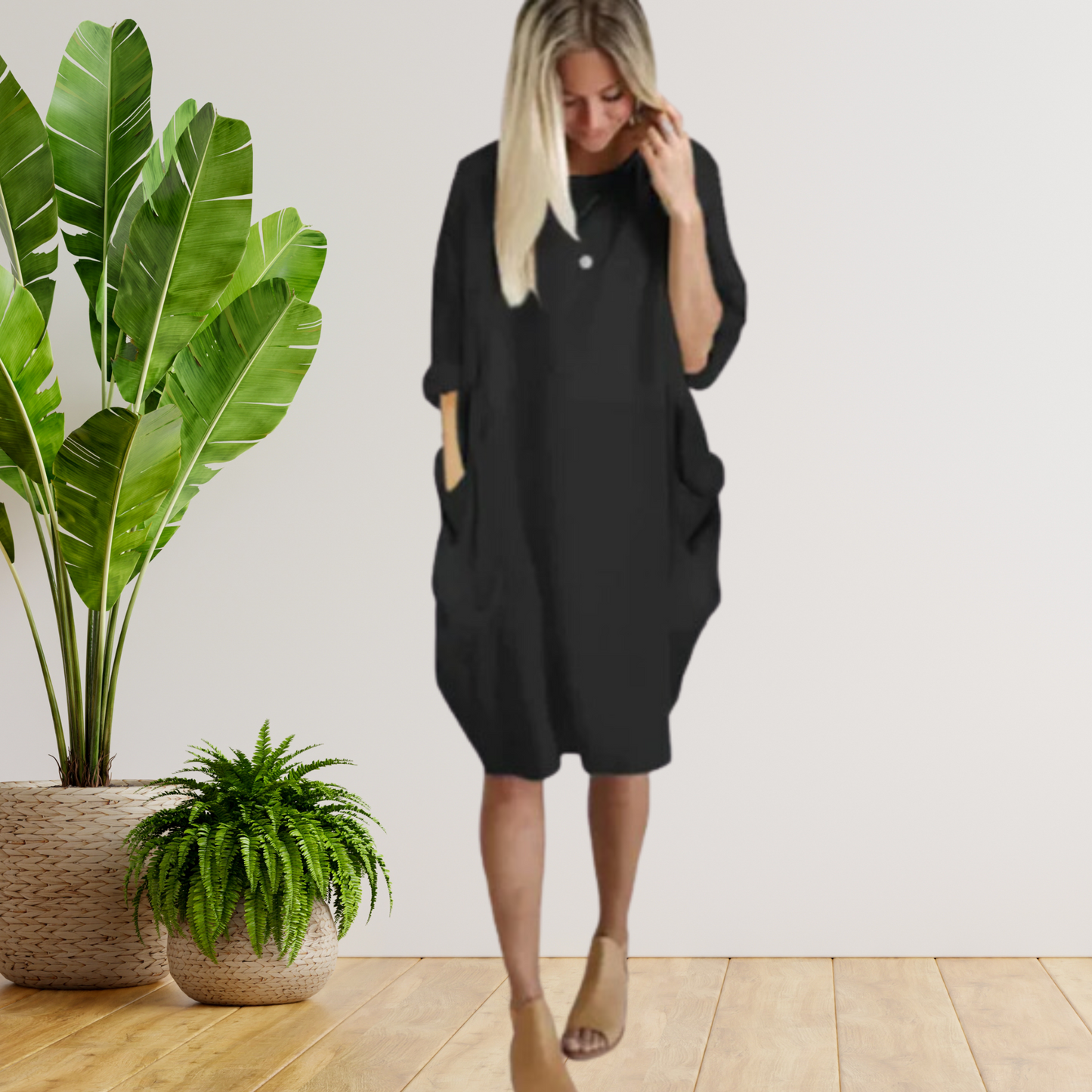 Lange Mouwen Zomerjurk voor Vrouwen Losse Zakjurk - StudioMarella