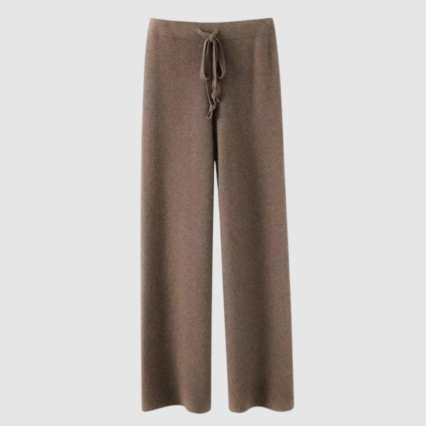 Comfortabele Gebreide Broek met Hoge Taille en Wijde Pijpen
