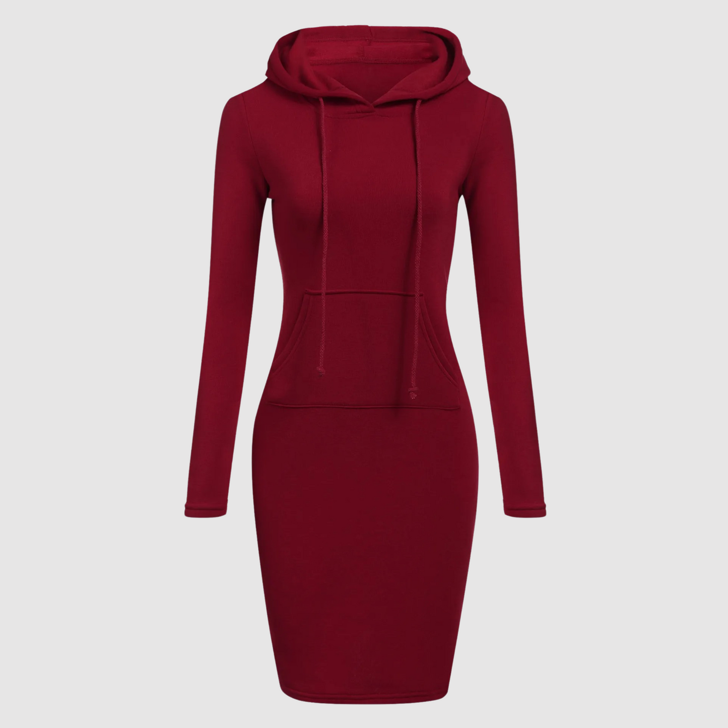 Dames Jurk Lange Mouwen Capuchon Rosa Zacht