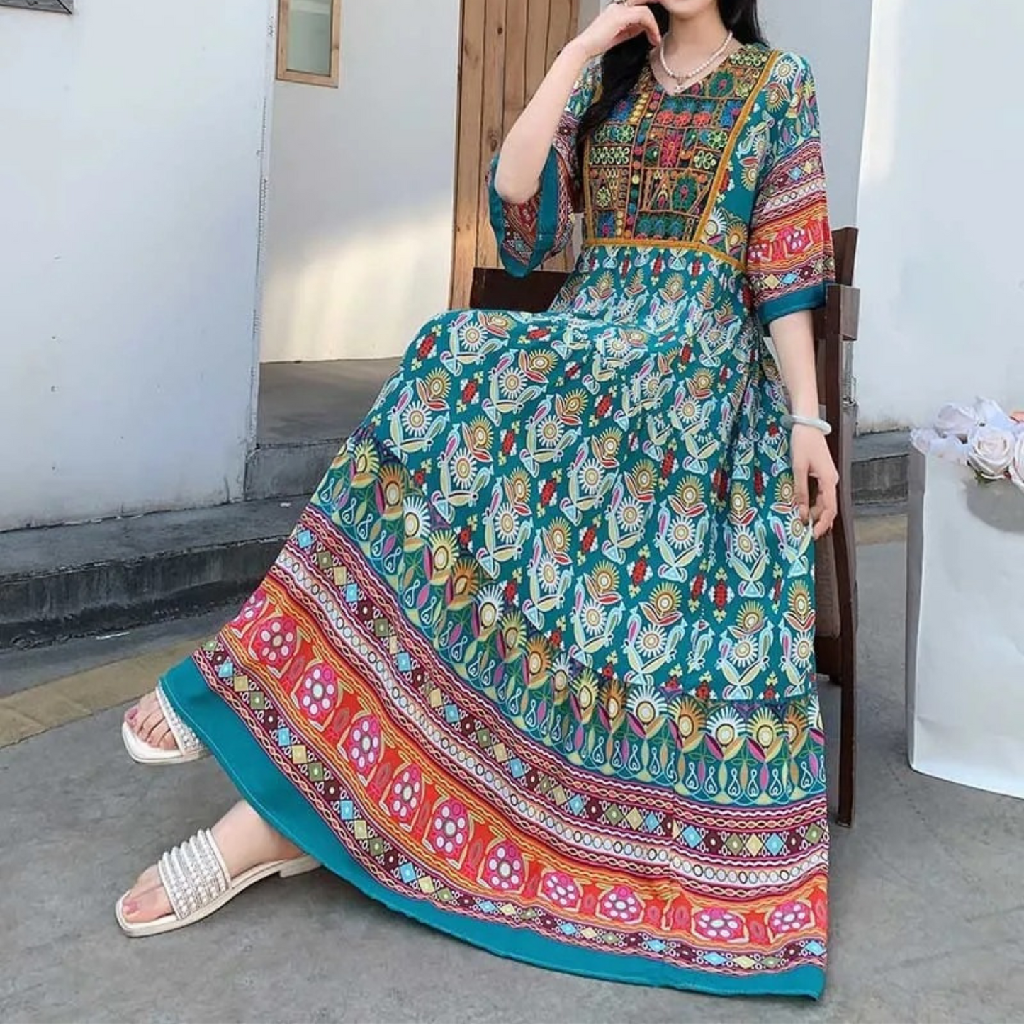 Jurk met Bloemenprint Elegante Vrouwelijke Jurk Maxi