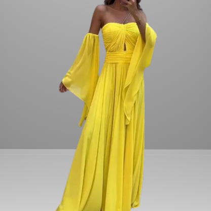 Zomerjurk Maxi Gele Off-the-Shoulder Jurk voor Vrouw - StudioMarella