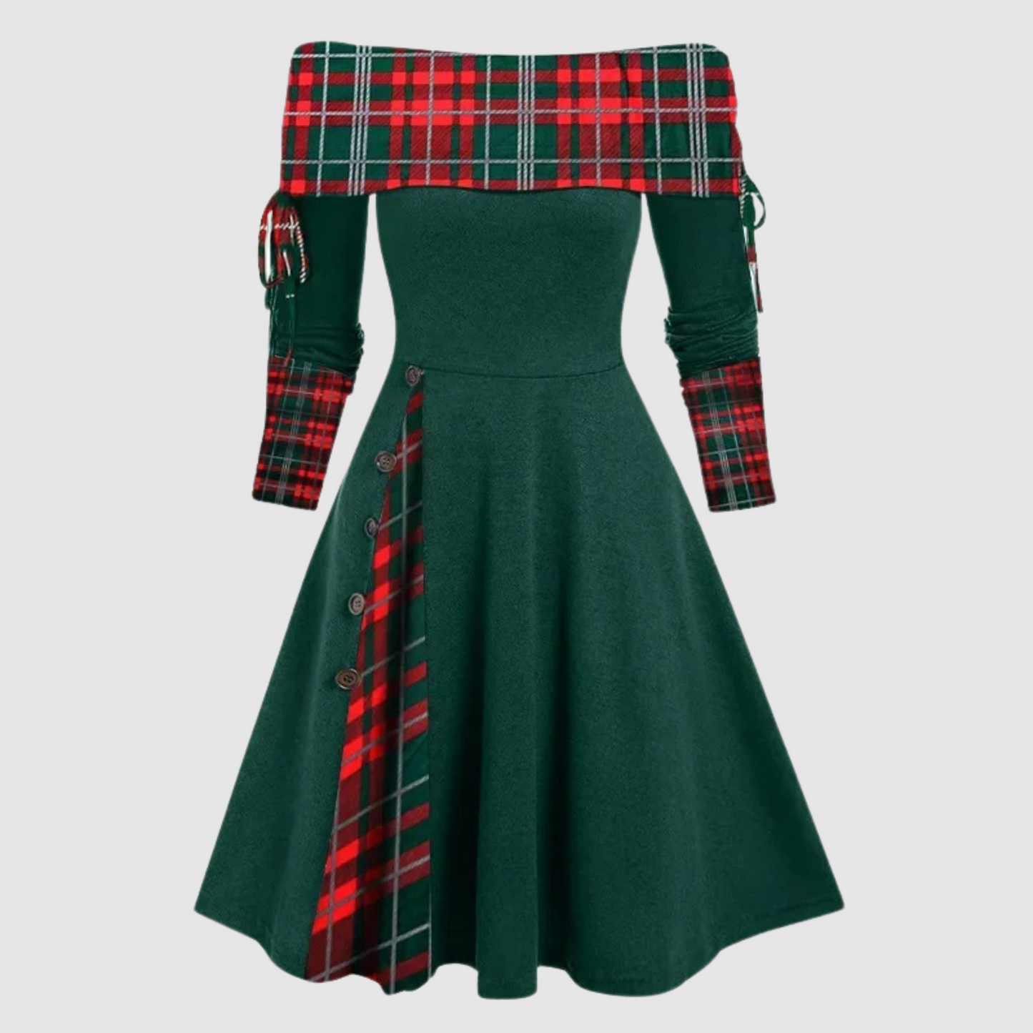 Vrouwelijke Off-Shoulder Jurk Lange Mouwen Wintercollectie