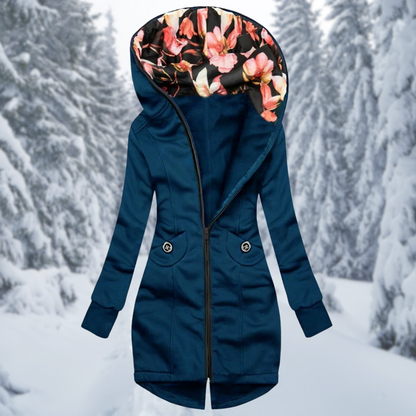 Damesjas Capuchon Bloemenprint Zacht en Warm