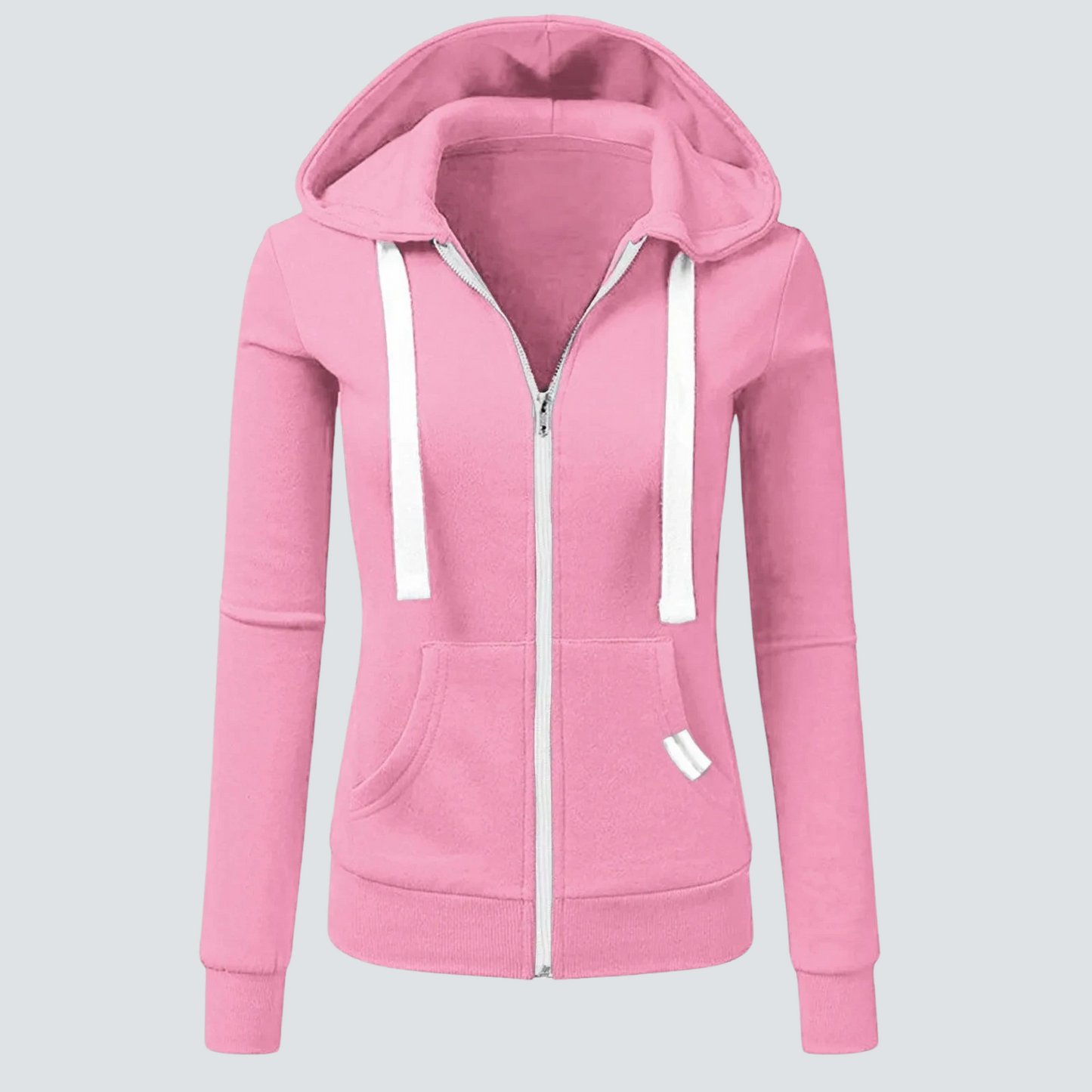 Wollen Hoodie Met Rits en Aanpasbare Kap