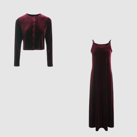 Fluweel Jurk en Vest Set voor Dames - StudioMarella
