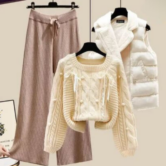 Damesvest Driedelig Set Trui en Wijde Broek Comfortabel - StudioMarella