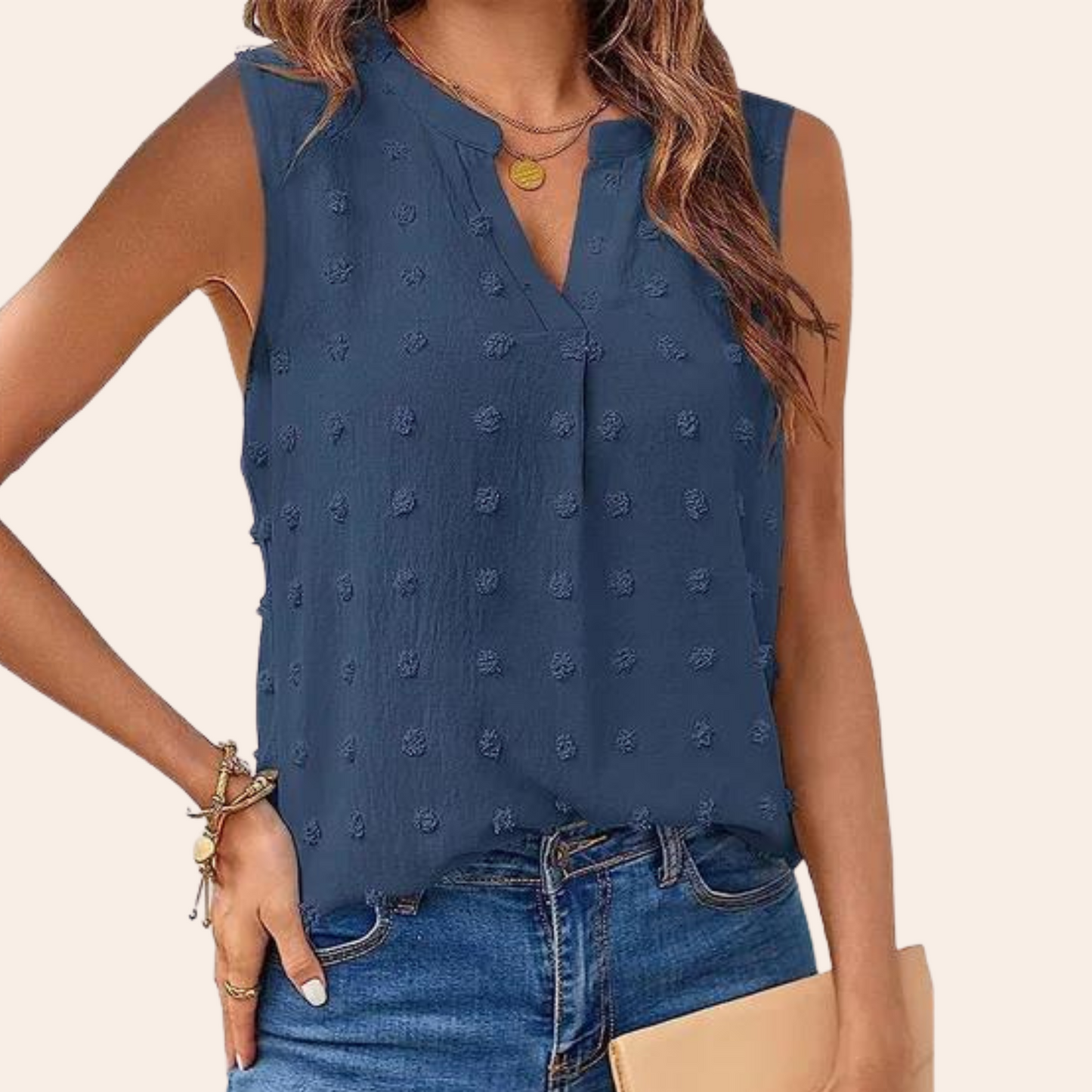 Vrouwelijke V-hals Top Celeste Stijl Elegante Kapsels