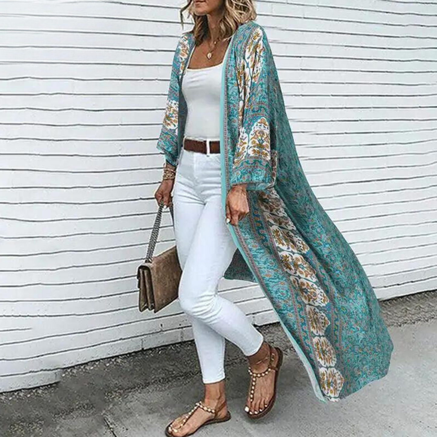 Vest Met Lange Mouwen Open Voor Bohemian Stijl