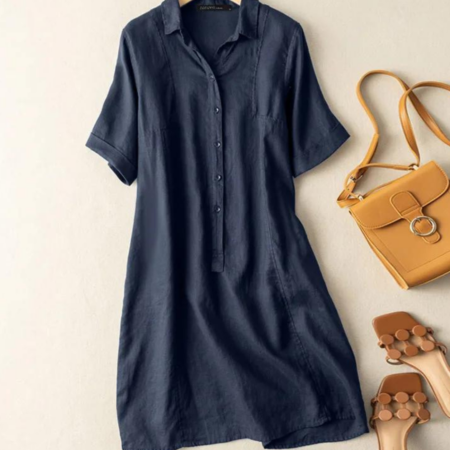 Vrouwelijke Zomerjurk Midi Jurk Casual Korte Mouw - StudioMarella