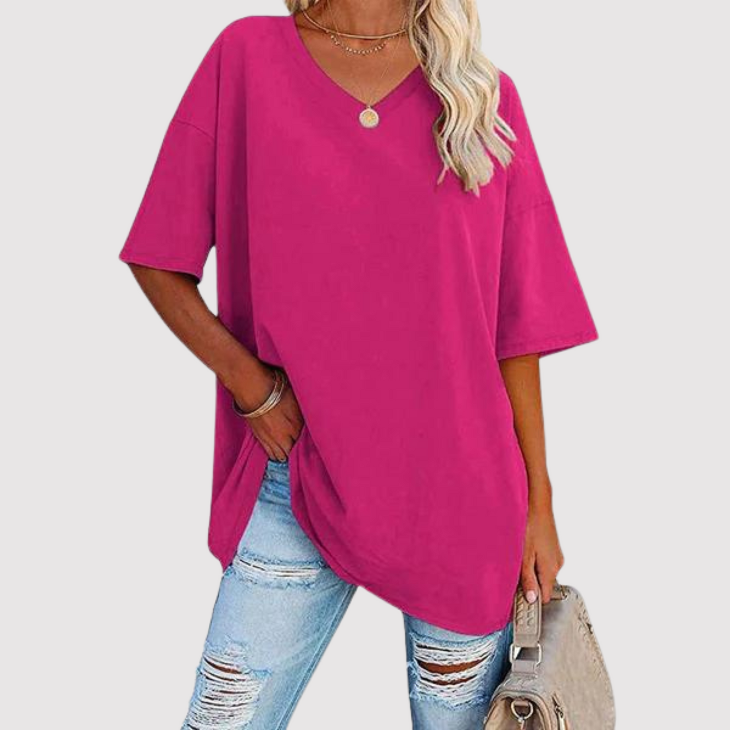 Dames T-shirt V-hals Zomerse Korte Mouw Comfortabele Stof