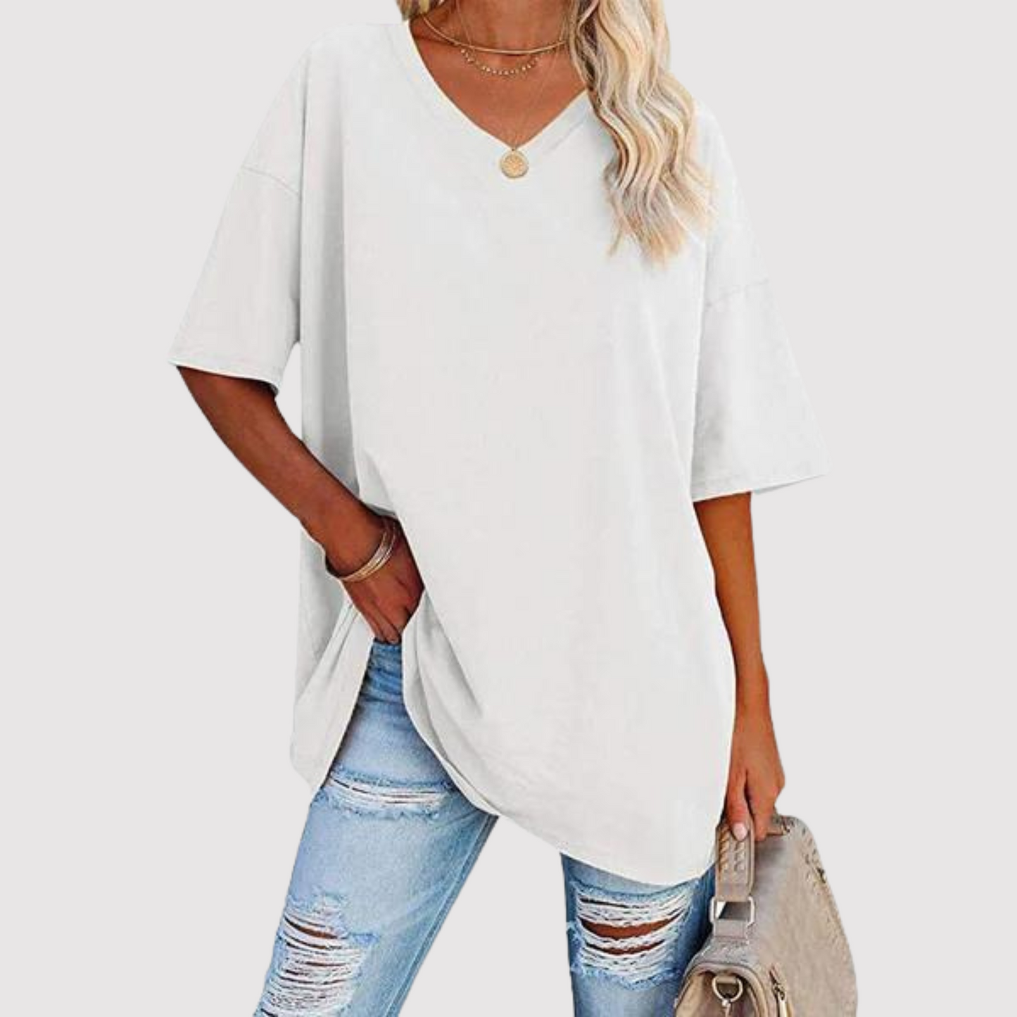 Dames T-shirt V-hals Zomerse Korte Mouw Comfortabele Stof