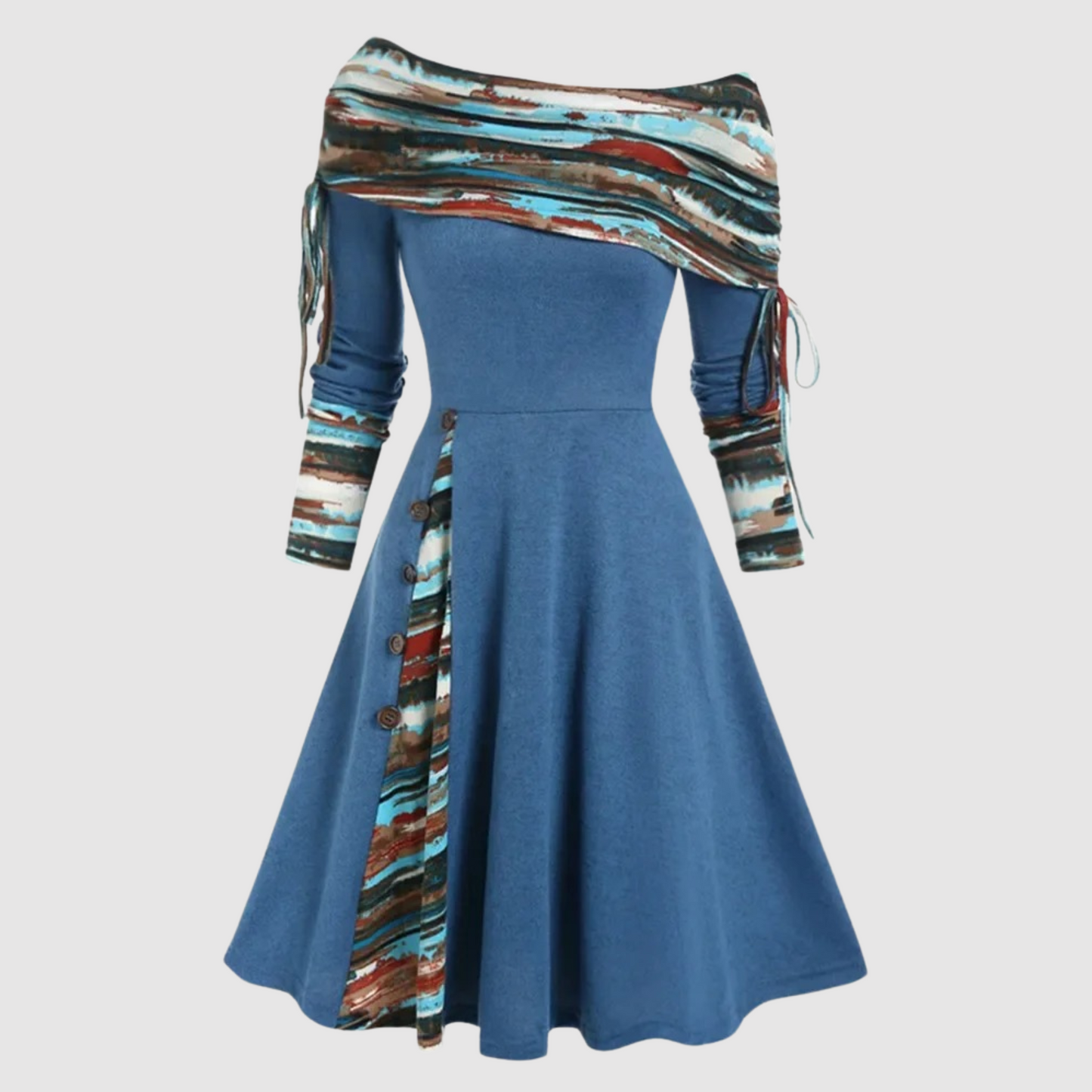 Vrouwelijke Off-Shoulder Jurk Lange Mouwen Wintercollectie