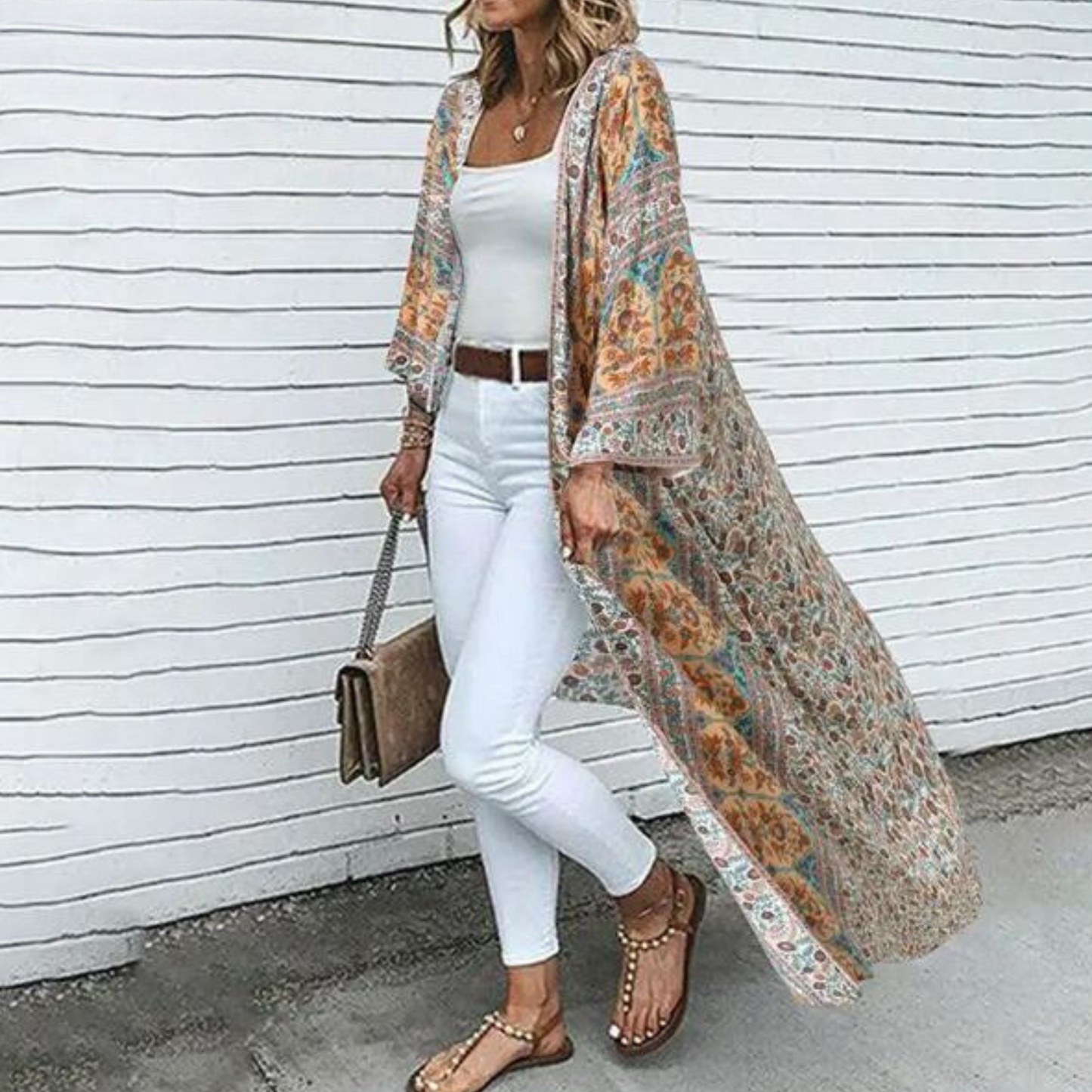 Vest Met Lange Mouwen Open Voor Bohemian Stijl