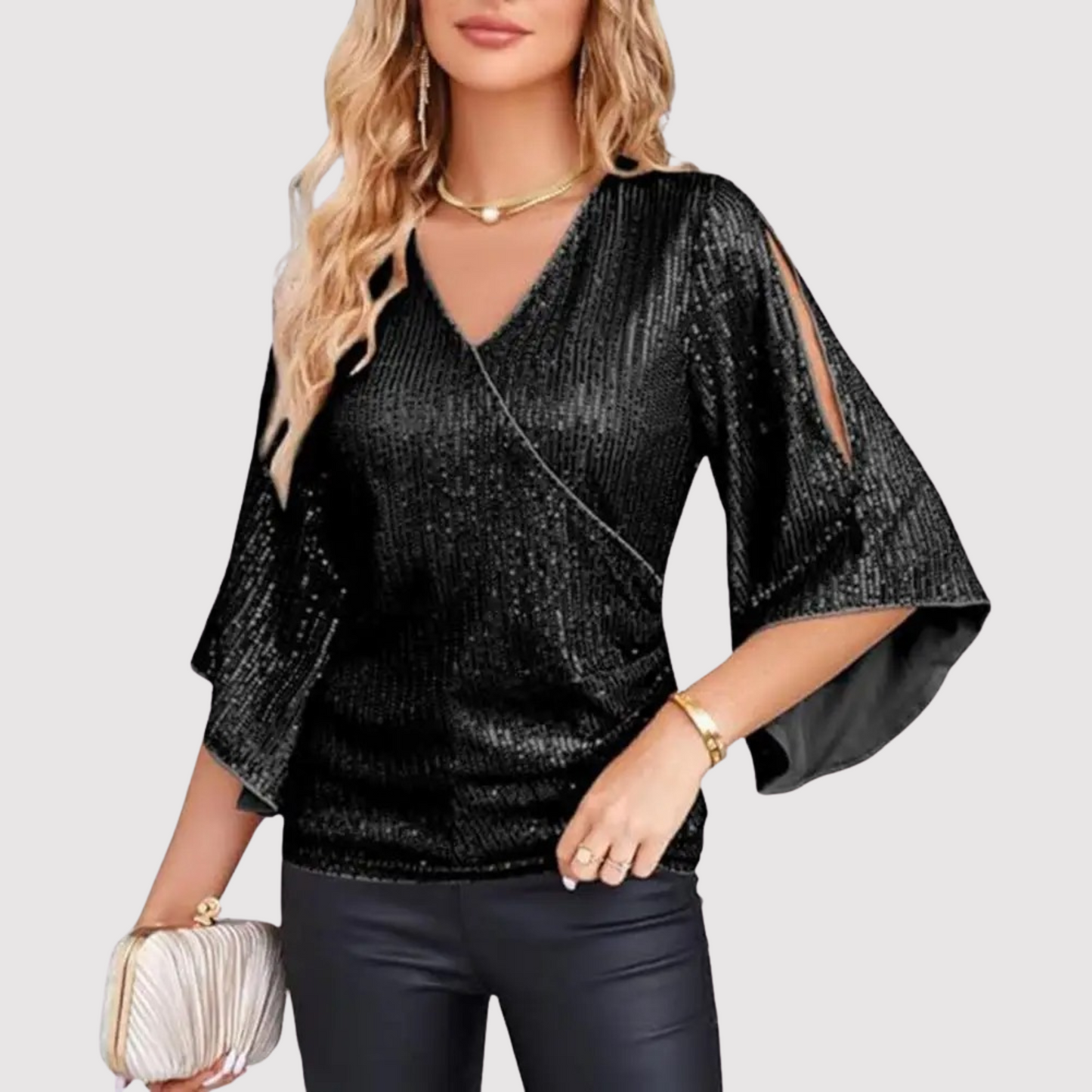 Vrouwelijke Top met Glitter Pailletten en Wijd Model