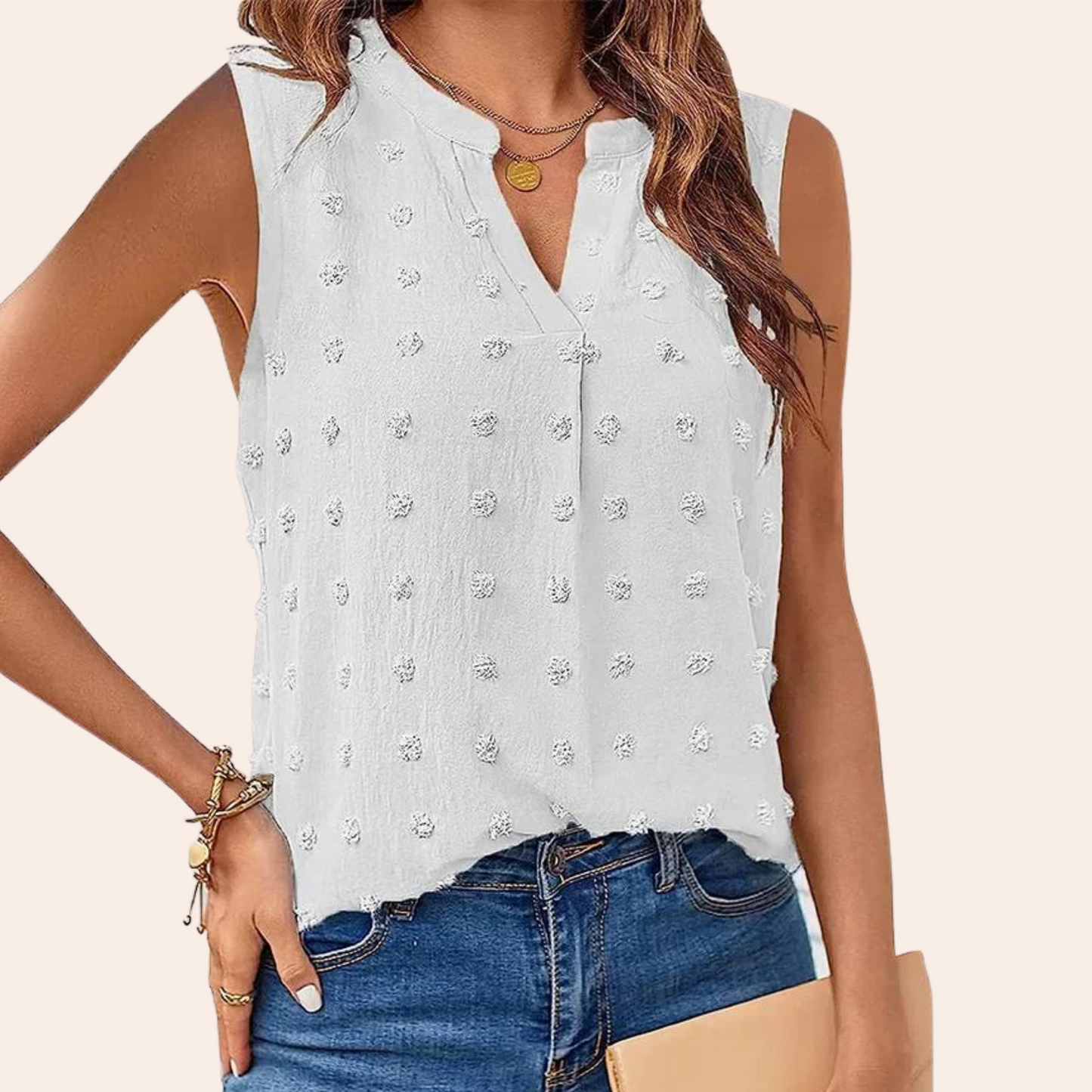 Vrouwelijke V-hals Top Celeste Stijl Elegante Kapsels