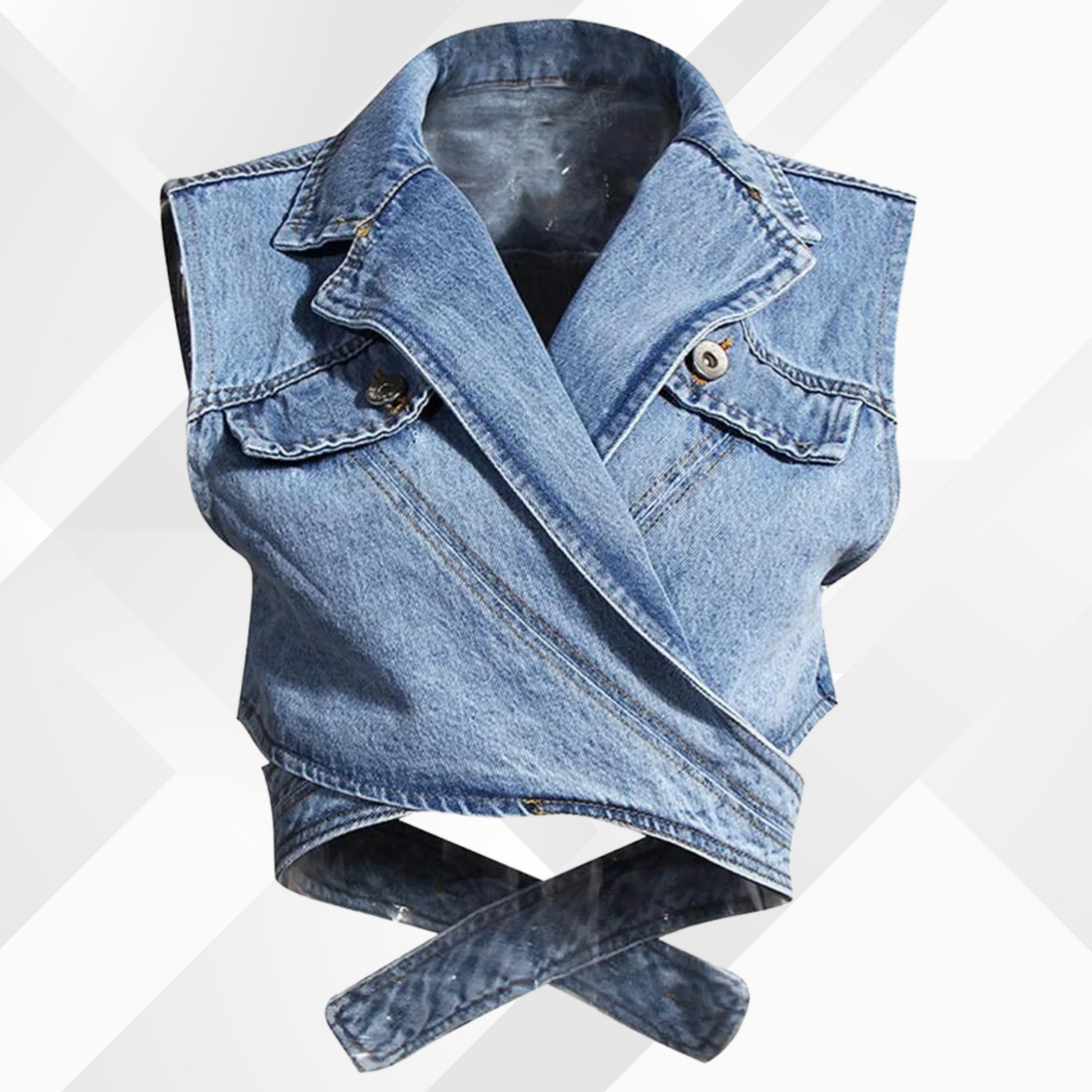 Dames Blouse met Pofmouwen en Blauwe Denim Vest - StudioMarella