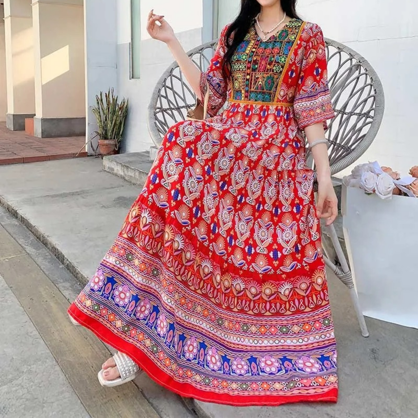 Jurk met Bloemenprint Elegante Vrouwelijke Jurk Maxi