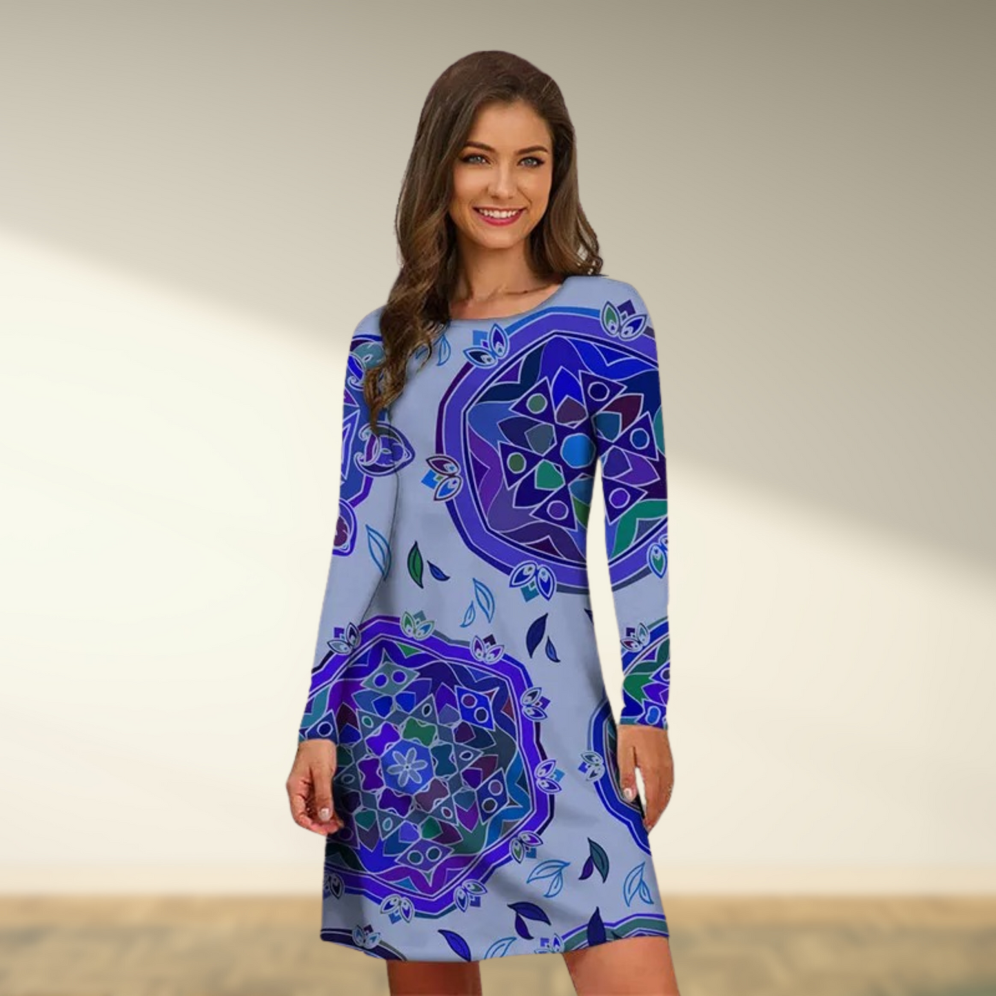 Retro Jurk Vrouw Lange Mouwen Vintage Stijl