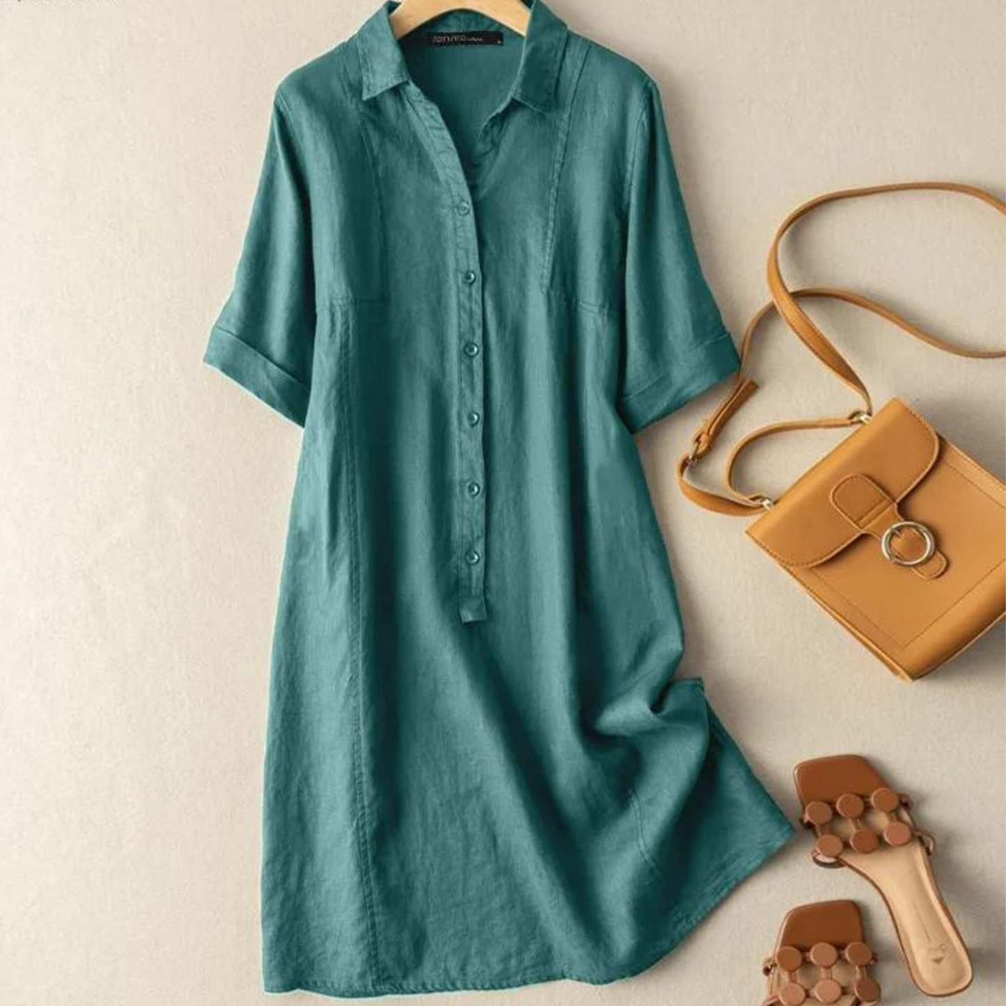 Vrouwelijke Zomerjurk Midi Jurk Casual Korte Mouw