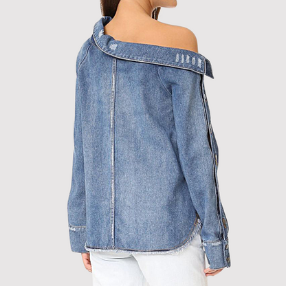 Dames Blouse Asymmetrisch Denim Stijlvol Model