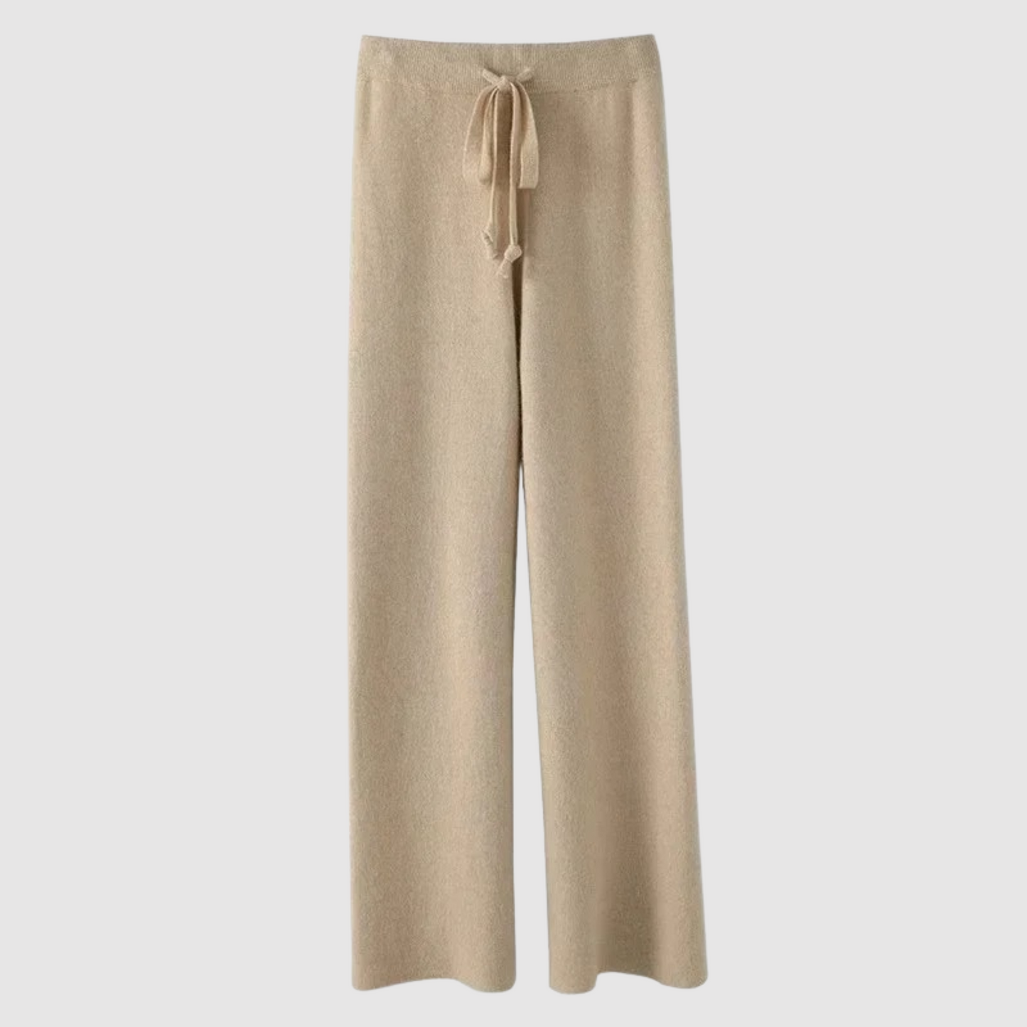 Comfortabele Gebreide Broek met Hoge Taille en Wijde Pijpen