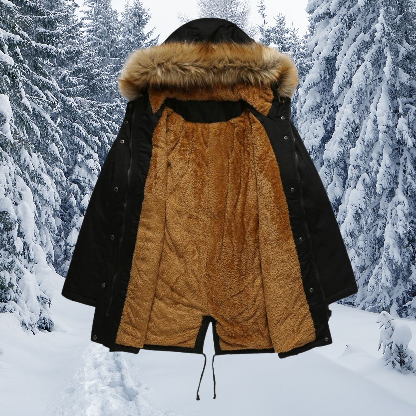 Warme Winterjas met Bontkraag en Capuchon Dames
