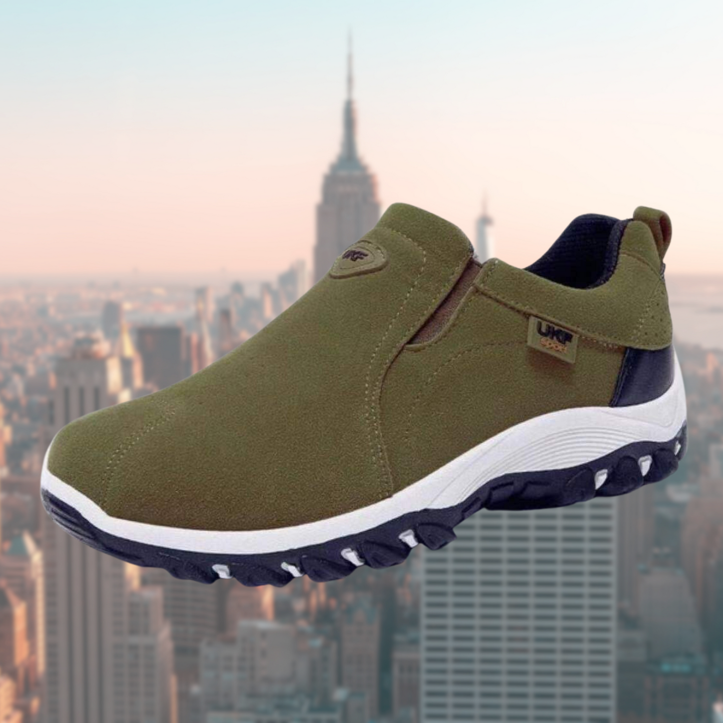 Herenschoenen Slip-On Sneakers Comfortabel Leer Zwart