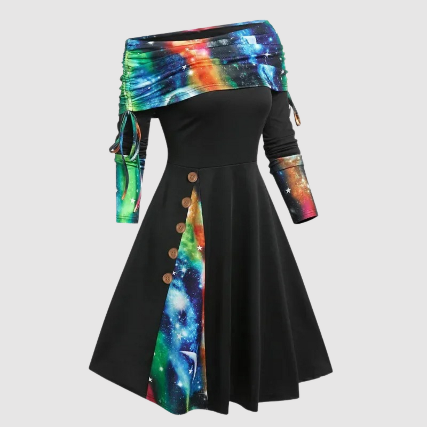 Vrouwelijke Off-Shoulder Jurk Lange Mouwen Wintercollectie