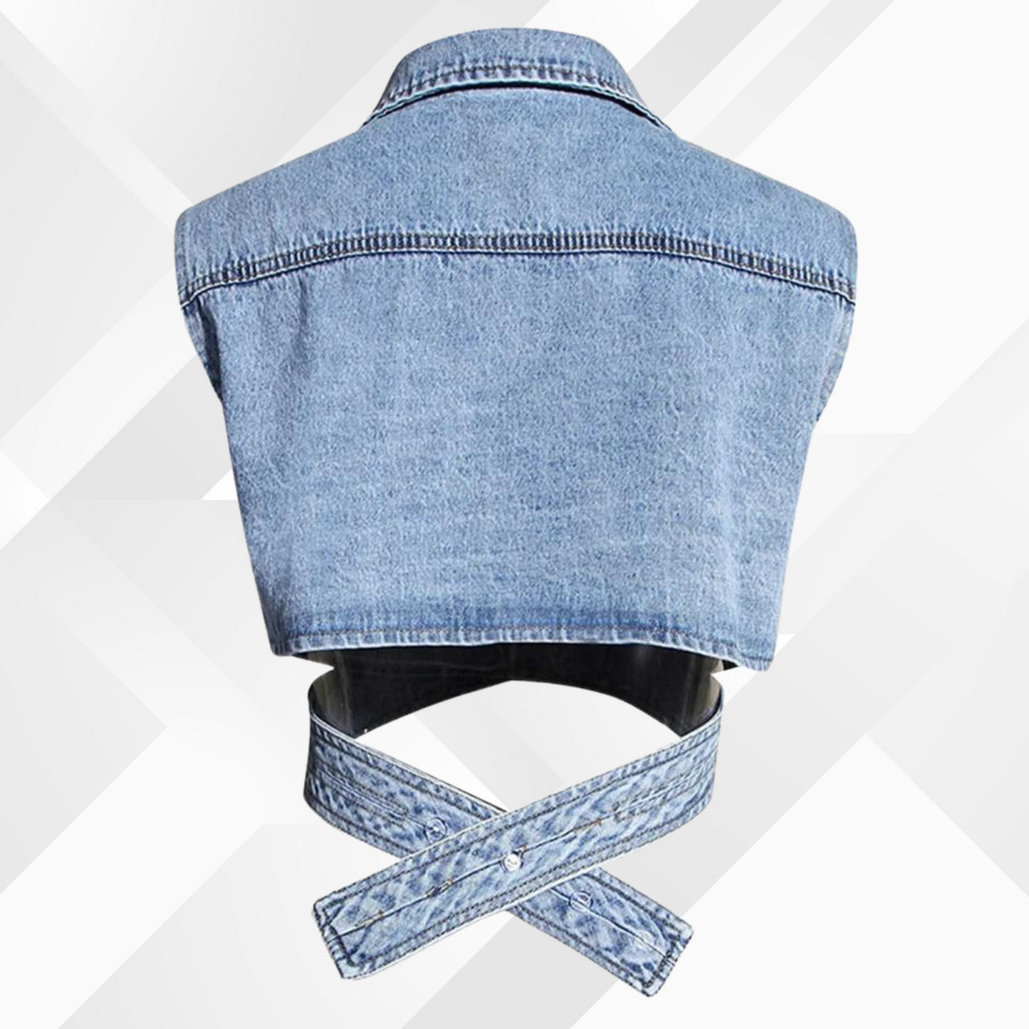 Dames Blouse met Pofmouwen en Blauwe Denim Vest