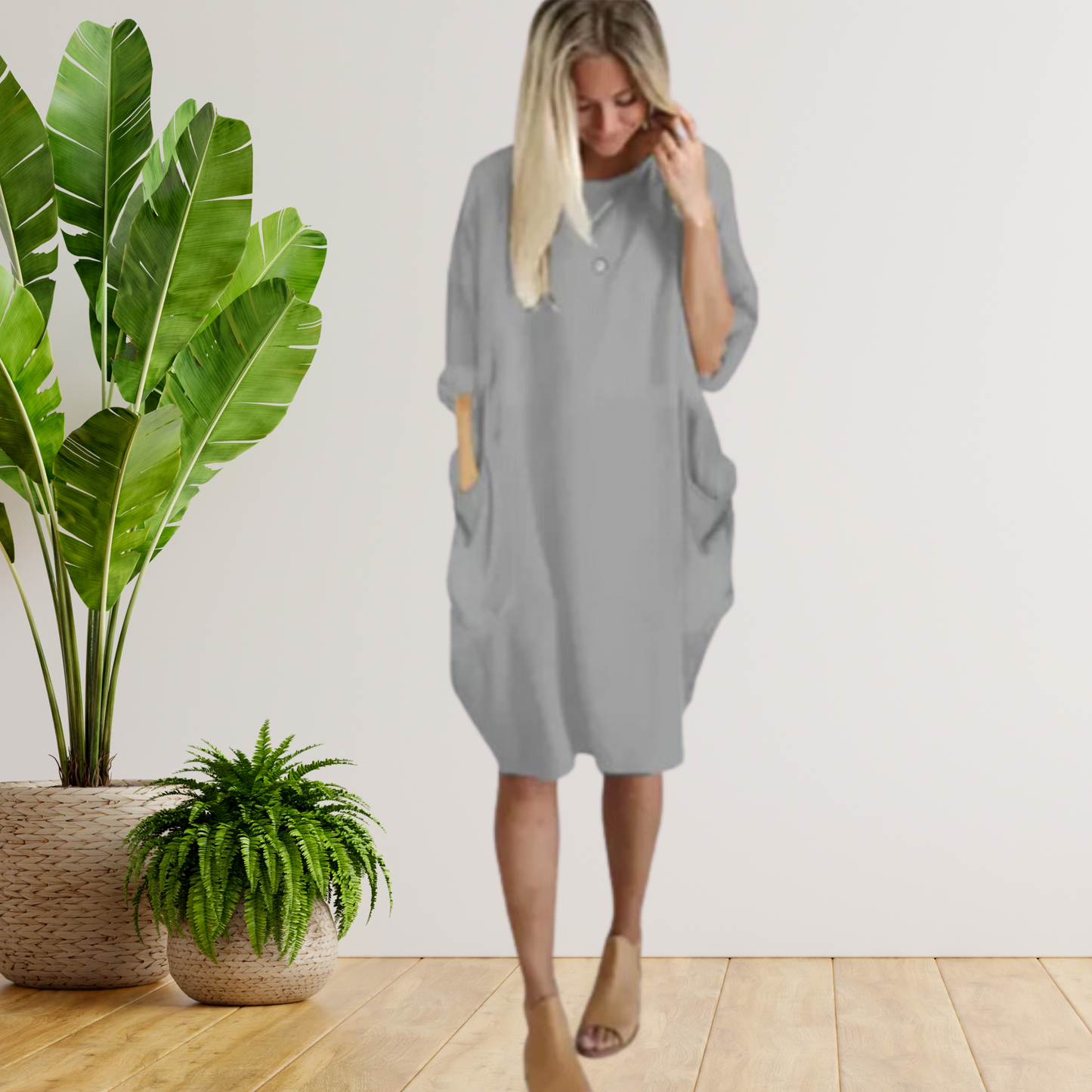 Lange Mouwen Zomerjurk voor Vrouwen Losse Zakjurk